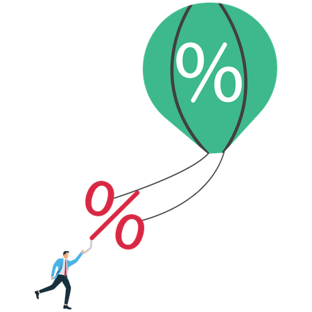 Businessman analyzing stock Rising interest rates  Illustration