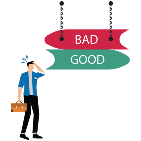 Businessman and arrows in opposite direction  Illustration