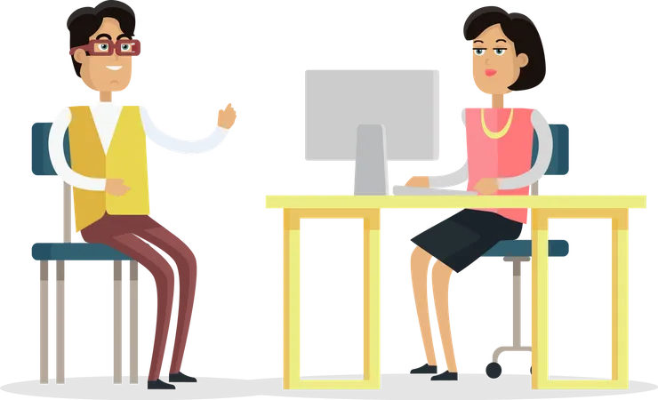 Businessman and businesswoman doing business work  Illustration