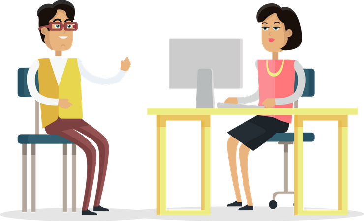 Businessman and businesswoman doing business work  Illustration