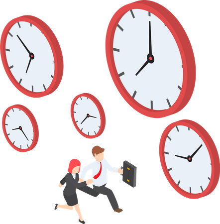 Businessman and businesswoman in rush hour Illustration