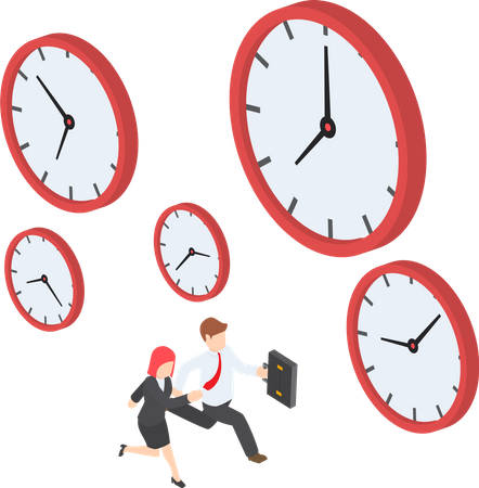 Businessman and businesswoman in rush hour  Illustration