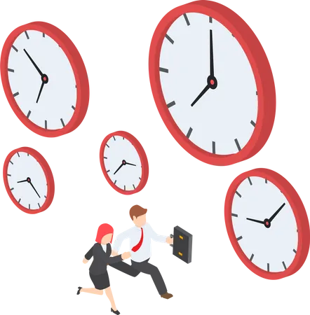 Businessman and businesswoman in rush hour  Illustration