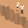 illustrations for business man walking off cliff