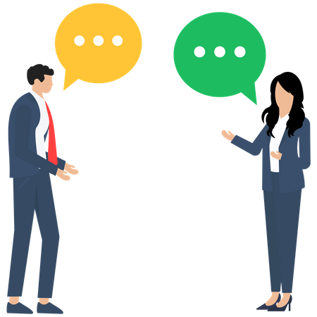 Businessman and businesswoman talking with each other  Illustration