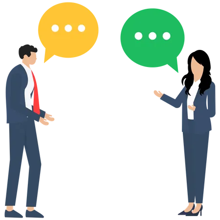 Businessman and businesswoman talking with each other  Illustration
