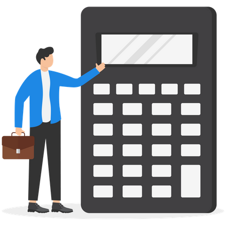 Businessman and calculator  Illustration