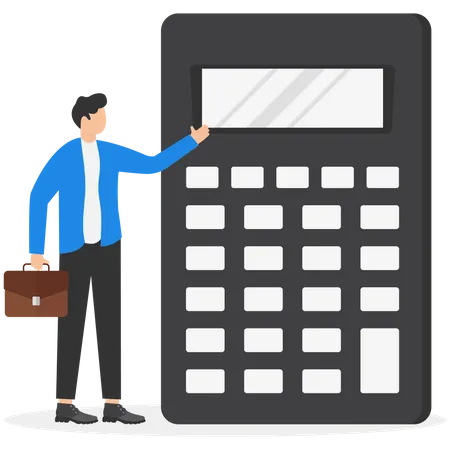 Business Calculation Concept With Businessman Character And Calculator Symbol Flat Vector Illustration Illustration
