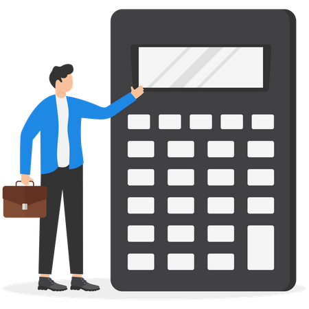 Businessman and calculator  Illustration