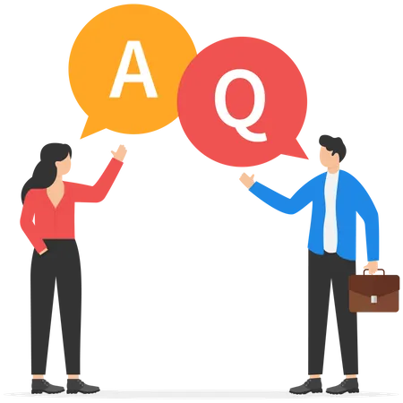 Question And Answer Businessman And Consultant With Speech Bubbles Illustration