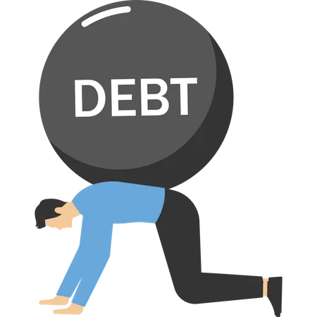 Businessman And Debt Physical Crisis Vector Illustration In Flat Style Illustration