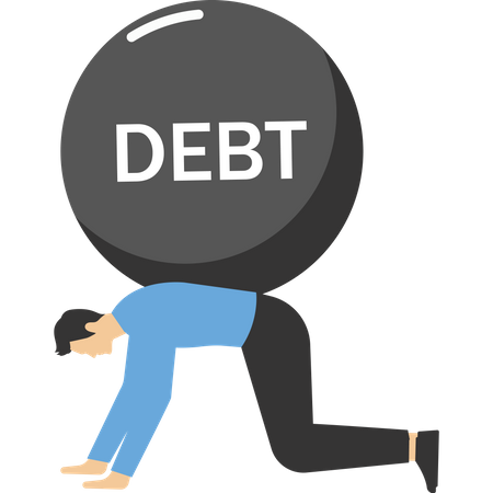 Businessman and debt physical crisis  Illustration