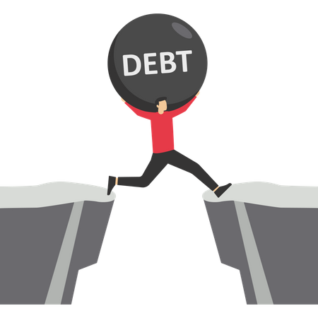 Businessman and debt physical crisis  Illustration