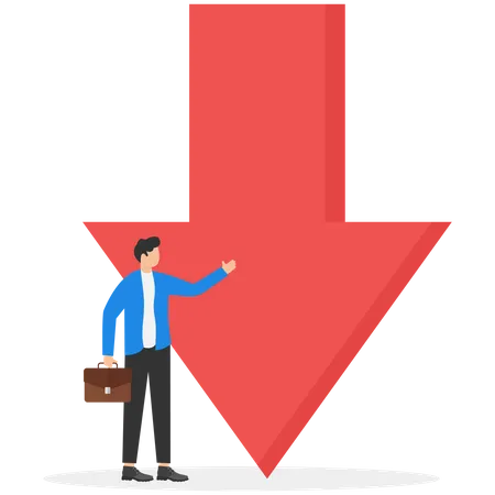Cost Reduction Concept With Businessman Character And Down Arrow Symbol Vector Illustration Illustration