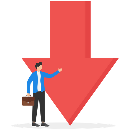 Businessman and down arrow symbol  Illustration