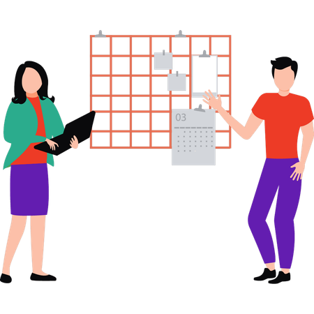 Businessman and employee are making schedule  Illustration