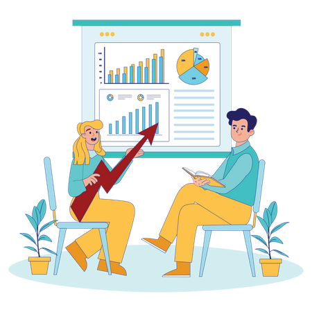 Businessman and employee are planning business strategies on dartboard  Illustration