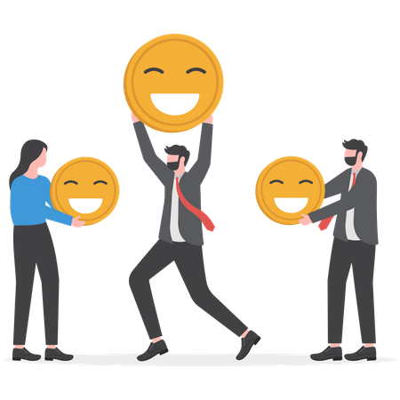 Businessman and employees are celebrating world happiness day  Illustration