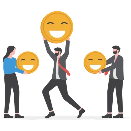 Businessman and employees are celebrating world happiness day  Illustration