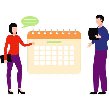 Businessman and employees are fixing schedule  Illustration