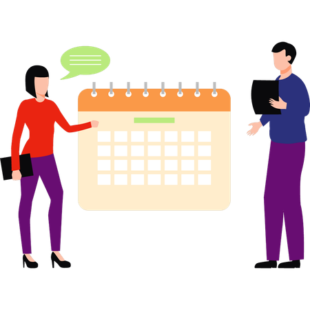 Businessman and employees are fixing schedule  Illustration