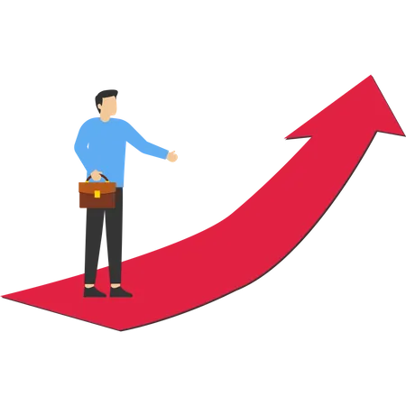 Businessman and growing arrow  Illustration