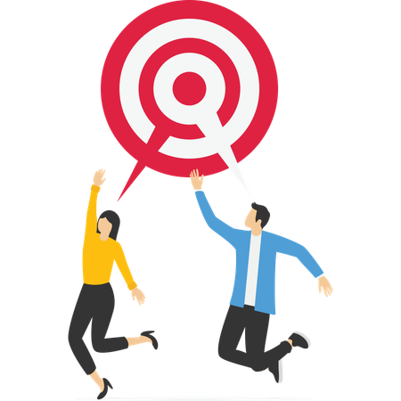 Businessman and his team achieved the target  Illustration