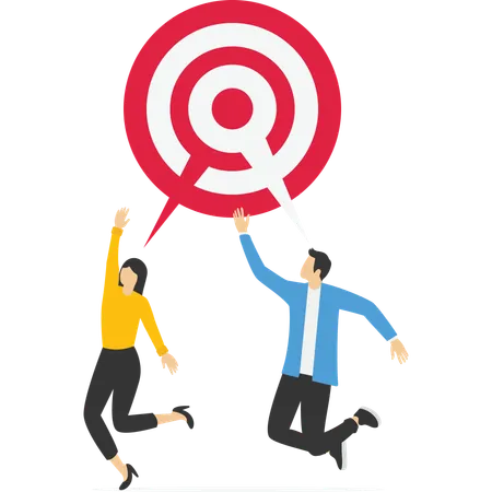 Businessman And His Team Achieved The Target Illustration