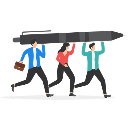 Businessman and his team is moving towards goal  Illustration