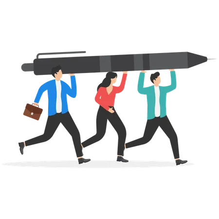 Businessman and his team is moving towards goal  Illustration