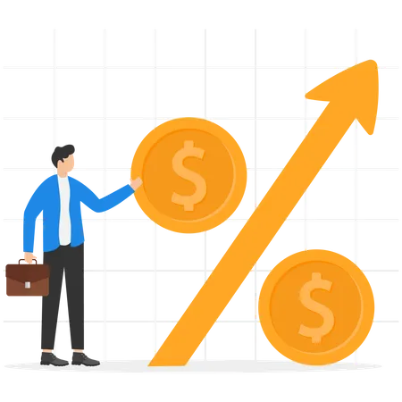 Businessman And Investor Is Calculating Profit Percentage Saving Money And Accumulation Stock Market Growth Financial Growth And Wealth Increase Profits And Investment Fund Illustration