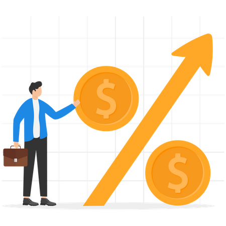 Businessman and investor is calculating profit percentage  Illustration