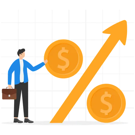Businessman and investor is calculating profit percentage  Illustration