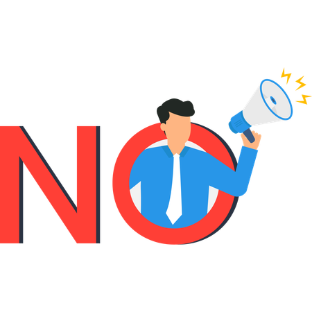 Businessman and Megaphone Negative feedback  Illustration