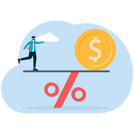 Businessman and money balance  Illustration