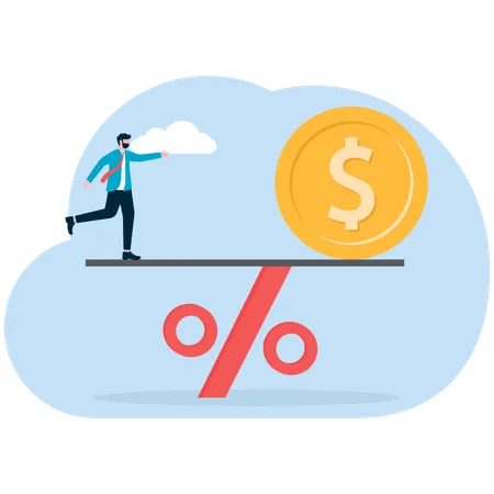 Businessman and money balance  Illustration