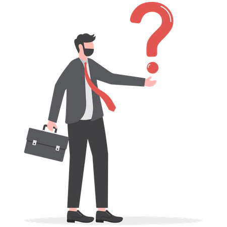 Businessman and question marks  Illustration