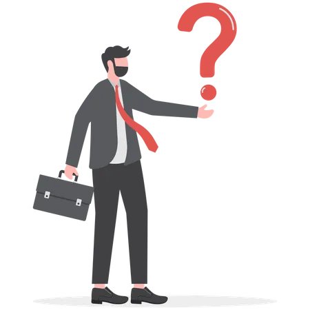 Business Man And Question Marks Question Mark And Thinking Concept Illustration
