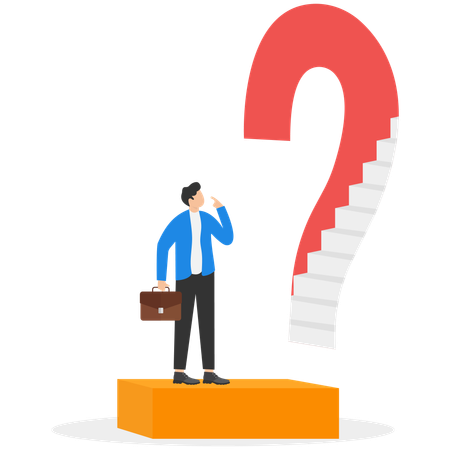 Businessman and question marks  Illustration