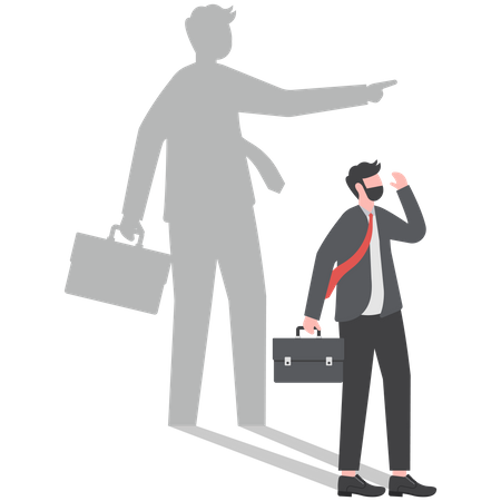 Businessman and shadow pointing to target  Illustration