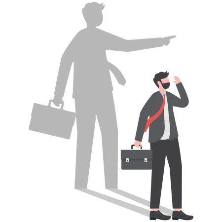 Businessman and shadow pointing to target  Illustration