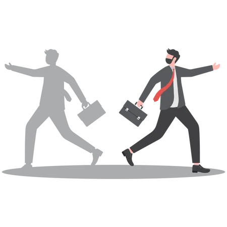 Businessman And Shadow Running Different Ways Business Direction Concept Illustration