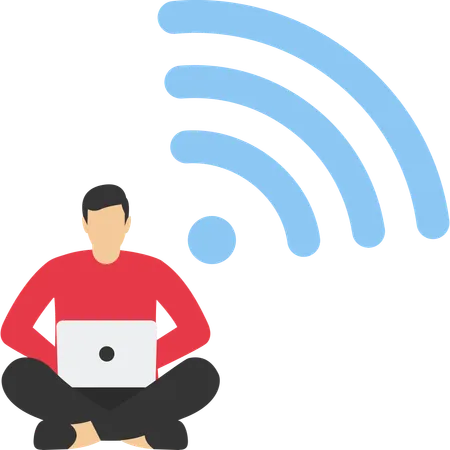 Businessman and WIFI logo  Illustration