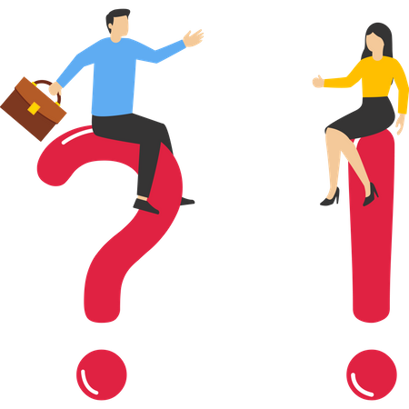 Businessman and woman asking and answering questions  Illustration