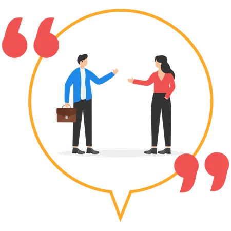 Businessman and woman doing business talk  Illustration