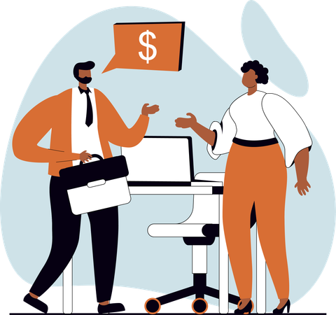 Businessman and woman doing financial discussion  Illustration