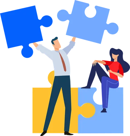 Businessman and woman finding business solution  Illustration