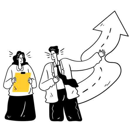 Businessman and woman Leading by Example  Illustration
