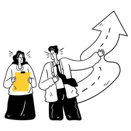 Businessman and woman Leading by Example  Illustration