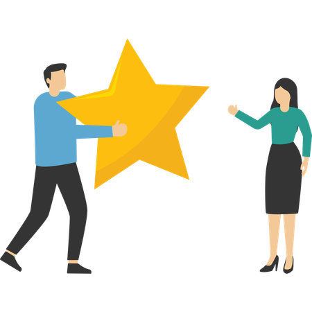 Businessman and woman Outstanding Employee Award  Illustration